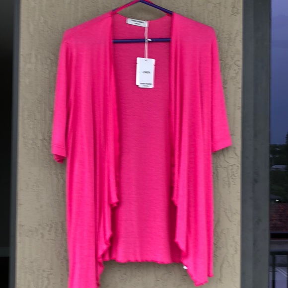 PINK SHORT SLEEVE DRAPED OPEN FRONT CARDIGAN - Picture 6 of 7